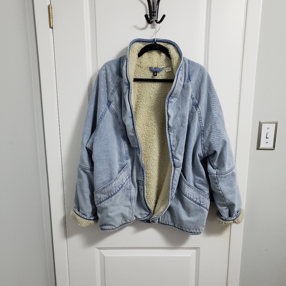 H&M Denim Sherpa Lined Jacket Coat - Picture 4 of 8